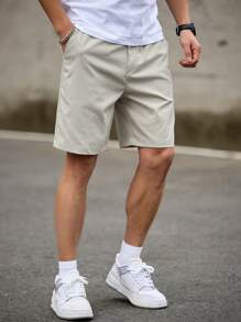 1 pieza Shorts tipo bermudas de cintura casual y deportivos para verano, ideales para Día del Amante, Día del Maestro, Día del Padre, Carnaval, Pascua, Año Nuevo, Ramadán