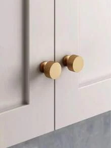4 Solid Handles For European Furniture, Suitable For Drawers, Wardrobes, Cabinet Doors, Kitchen Cabinets, Dressing Tables, And American Furniture Home Decoration Solid Single Hole Handles. Brass Material, Free Screws Included