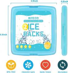 MIYCOO Ice Packs For Lunch Boxes &Amp; Lunch Bag - Quick Freeze Ice Pack Space Saving Freezer Packs - Reusable Slim Original Cool Pack - Cooler Accessories For Beach, Camping And Fishing - 2 Pack-blue - View 6