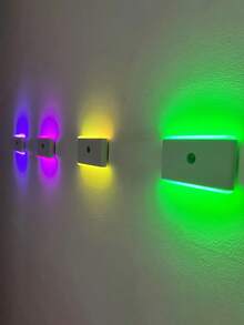 1/2pcs RGB Motion Sensor Rechargeable Wall Lights, 7-Color Dimmable Magnetic LED Night Light, Auto On/Off, Suitable For Staircase, Corridor, Bedroom, Cabinet, Home Decor - Multicolor - View 1