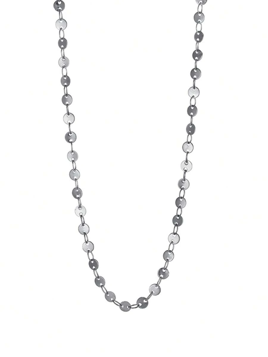 1 pezzo Collana con ciondolo circolare minimalista in acciaio inossidabile, adatta per uso quotidiano da donna