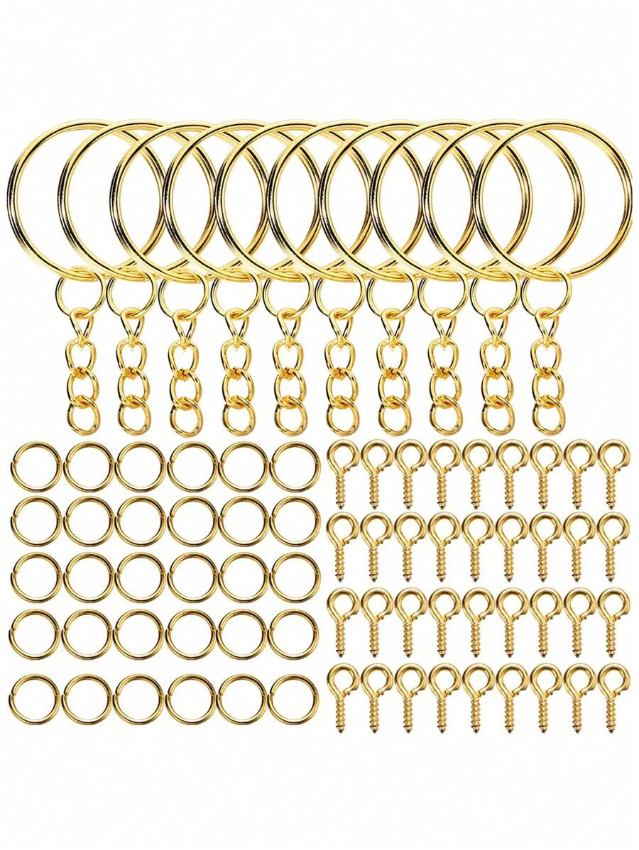 110Pcs Keychain Open Jump Rings Eye Pins Jewelry Making Accessories Kits For DIY Epoxy Resin Key Chain Key Ring Pendants