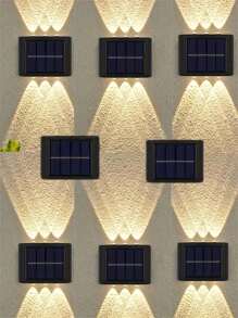 1/4/8pcs Set 6 LED Solar Powered Wall Lights, Magnifying Lens Spotlight For Outdoor Garden Fence, IP44 Household LED Landscape Lighting, Suitable For Outdoor, Yard, Villa, Fence, Patio, Garden