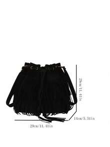 1 pieza Bolso de mano con borlas de moda y gran capacidad, bolso de hombro con cordón, bolso de mensajero, bolso casual versátil, regalo ideal para vacaciones, apropiado para uso diario - Multicolor - Ver 12