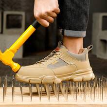 GUYISA Khaki Safety Shoes, Lightweight Low Top Steel Toe Anti-Piercing Anti-Crush Work Shoes, Breathable All-Season Wear - Khaki - View 4