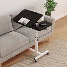 Multi Functional Side Table, Sofa Side Table, Portable Bedside Table, Movable And Adjustable Height, With Wheels, Suitable For Dormitory And Home Use, Easy To Install. Black, White.
