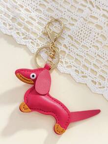 1个可爱卡通腊肠犬皮革钥匙扣，可作包包挂饰、汽车配件、万圣节饰品、教师节礼物、圣诞节礼物、挂绳（带证件夹）、汽车饰品、包包挂饰、汽车饰品、朋友或姐妹礼物 - 彩色 - 查看 9