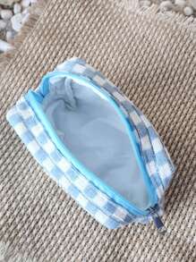 1pc Custom Initials Blue Checkered Cosmetic Bag | Last Toast On The Coast Bridesmaid Favors | Coastal Cowgirl | Bachelorette Beach Party