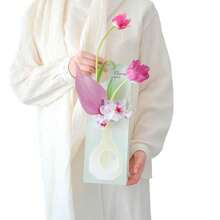 10枝花束包装盒单支花盒手提花盒折叠花盒DIY创意手捧花礼物卡片教师节母亲节生日派对开业季鲜花包装盒