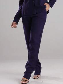 Sensory Fabric Pants With Button, Zipper And Pockets - Navy Blue - View 2