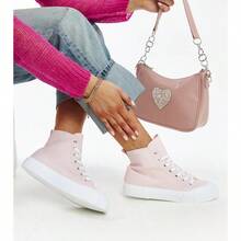 Fashion Versatile Casual Minimalist High Top Canvas Sneakers For Everyday Wear - Pink - View 2