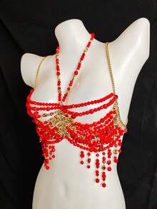 中性性感亚克力亮片镂空吊坠身体链项链，胸带比基尼饰品，适合女性、男性、LGBT，适合夜总会、派对、酒店、狂欢节、情侣 - 星星 - 查看 11