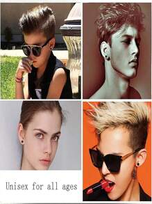 8pcs Stainless Steel Non Pierced Magnetic Earrings For Men Women CZ Clip On Dangle Magnet Earrings Set