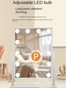 Weißer Kosmetikspiegel mit Beleuchtung, 12 dimmbare Glühbirnen, Schminkspiegel mit intelligenter Touch-Steuerung für glamouröses Schlafzimmer, abnehmbarer Kosmetikspiegel mit Beleuchtung, Schminkspiegel, 3 Farblichteinstellungen, USB-Anschluss, großer intelligenter Schminkspiegel fürs Schlafzimmer für den Tisch, weiß, 3 Farbmodi, Tischspiegel mit USB-Ladeanschluss