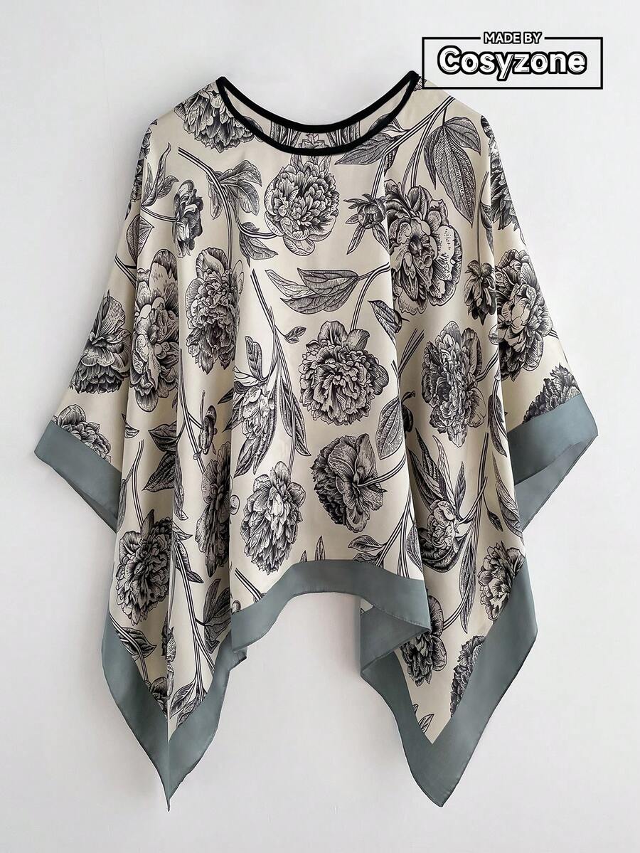 1pc Floral Print Lightweight Chiffon Shawl/Scarf For Women, Loose Fit Beach Cover Up, Versatile For Daily Use - Multicolor - View 1