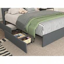 Queen Bed Frame With 4 Storage Drawers, Upholstered Platform Queen Size Bed Frame With Headboard, LED Light And Charging Station, No Box Spring Needed, Noise Free, Easy Assembly-6874 - Multicolor - View 8