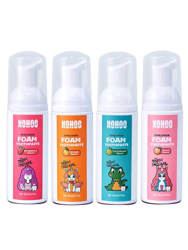 Pasta de dientes para niños segura de tragar | 4 paquetes de sabor a fresa y naranja sin flúor | Cuidado oral para bebés con cepillos de dientes eléctricos, con extracto de fruta natural