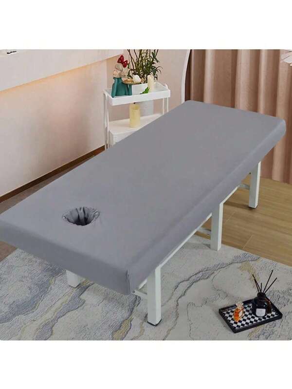 1 pièce Drap-housse imperméable et anti-huile pour table de massage de salon de beauté, couverture élastique complète pour lit de massage SPA avec trou (190*80cm)