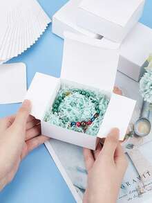 30pcs White Jewelry Gift Boxes With Jute Rope, Small Kraft Paper Foldable Jewelry Storage Boxes, Multi-Purpose Accessory Packaging Gift Boxes For Necklace, Earrings, Rings, Bracelets Display And Presentation - White - View 2