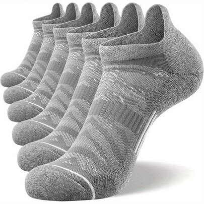 CS CELERSPORT 6 Pack Men's Running Ankle Socks With Cushion, Low Cut Athletic Sport Tab Sock