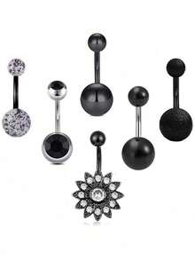 6pcs Acrylic Rhinestone Butterfly Belly Rings, Navel Button Ring With Fruit Shape Piercing - Multicolor - View 18