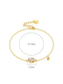 1 pieza Brazalete minimalista de moda de flor de trébol hueco de plata esterlina S925 con circonita, para uso diario, regalo ideal para mujeres, joyería para el Día de San Valentín y días festivos
