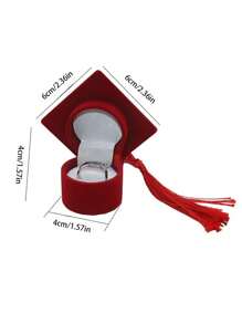 1 Pc Velvet Ring Box School Doctorate Bachelor's Hat Box For Fan Gift Boxes Storage Accessories Jewelry Jewelry Boxes, College Graduation Gifts Wedding, Proposal Necklace Graduation Gift Box Back To School