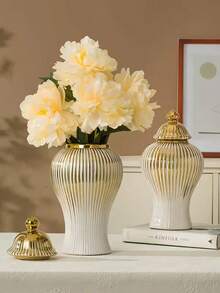 Decorative Ceramic Ginger Jar With Lid Storage Jar Table Center Vase, Decorative Ceramic Vase For Home Decor - Multicolor - View 5