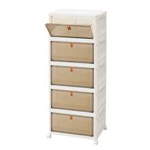 AutoFu 5 Tier Plastic Storage Drawers Box Tower Unit Stationery Organizer On Wheels, Large Folding Storage Box, Stackable Case Cabinet Closet Organizer - White-5 Tier - View 4