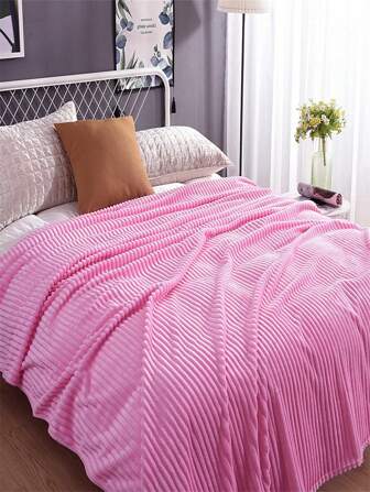 1 pièce Couverture à rayures en flanelle, couverture d'air conditionné minimaliste et décontractée, couverture de sieste décontractée, couverture de canapé, couverture en fausse fourrure pour Halloween
