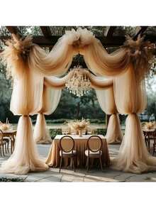 1pc Elegant Wedding Arch Curtain, 118in/236in/315in Sheer Chiffon Fabric - Ideal For Romantic Ceremony, Engagement, And Special Occasions, Polyester, No Power Needed, Wedding Decor Background Summer Birthday Gifts Beach Back To School School Supplies Room Decor - Multicolor - View 3