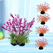 5pcs Aquarium Artificial Plastic Plant Decor, Perfect Fish Tank Accessories
