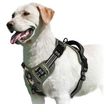 Dog Harness, No-Pull Pet Harness With 2 Leash Clips, Adjustable Soft Padded Dog Vest, Reflective No-Choke Pet Oxford Vest With Easy Control Handle For Large Dogs