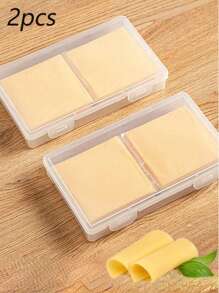 2pcs Butter Cheese Packaging Storage Box, Cheese Slice Storage Box, Transparent Cheese Container, Kitchen Accessories