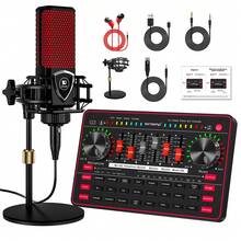 tenlamp High-End Professional Podcasting Equipment Package With G3 Audio Interface, Integrated Real-Time Sound Card And Wired Condenser Microphone, Studio-Integrated Audio Interface, Perfect For Podcasting, Recording, Singing, Streaming And Gaming, PCs, Smartphones, Broadcasting, And Live Broadcasts - Đen và đỏ - Xem 10