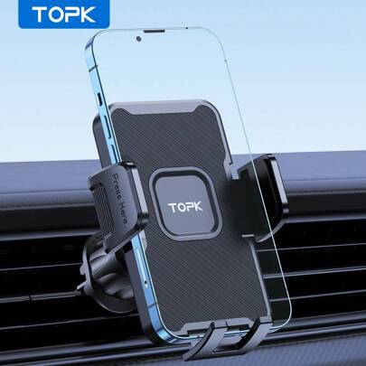 TOPK حامل هاتف للسيارة TOPK مع خطاف قابل للتعليق على فتحة التكييف بالسيارة، قابل للدوران 360 درجة، متوافق مع هواتف آيفون والأندرويد