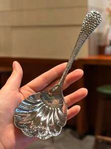 1 pieza/ 2 piezas Cuchara de servir de acero inoxidable con forma de concha, cuchara de sopa y fideos de mango largo, para usar en restaurantes/hoteles/hogar, cuchara de acero inoxidable 304 para helado, útiles escolares