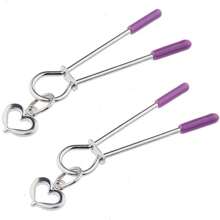 Brustwarzenklammer geeignet für Druckmetall-Herzanhänger, für Anfänger ohne Piercings, Clip-Körperschmuck mit künstlichen Perforationen (Lila) Geschlecht, Sexy, Sexspielzeug, Sexwerkzeuge, Geschlechtswerkzeuge, SM-Produkte für Mann Frau & Paar