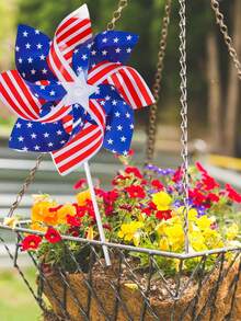 1 件独立日风车美国星条旗风车 7 月 4 日教室装饰爱国风车露台草坪装饰，7 月 4 日，独立日，阵亡将士纪念日