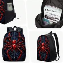 3pcs Spider/Truck Theme Backpack Set (Black/Red/Colorful), Includes Handbag, Pencil Case And Storage Bag - Made Of Polyester, Lightweight And Fashionable, Mixed Color Design