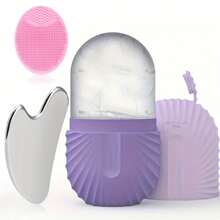 1pc/3pcs Ice Face Roller & Face Scrubber Facial Cleansing Brush & 304 Stainless Steel Gua Sha Tool Set, Skin Care Tool Beauty Set Face Massage Tool Roller Lifting Contouring Tool Reusable Face Wash Brush For Deep Cleaning Skin Care Set