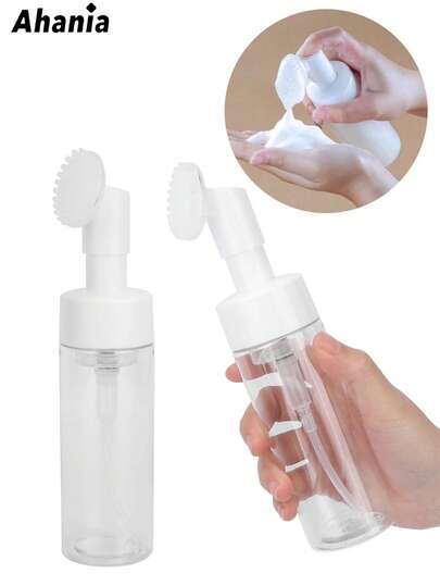 Garrafa Frasco Pump Espumador Para Limpeza Facial Skin Care Com Escova De Silicone Portátil Para Viagem
