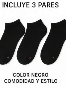 Pack de 3 Tines Negros Unisex - Calcetines Cortos Tony Hillfiger de Algodón y Elastano - Negro - Ver 7