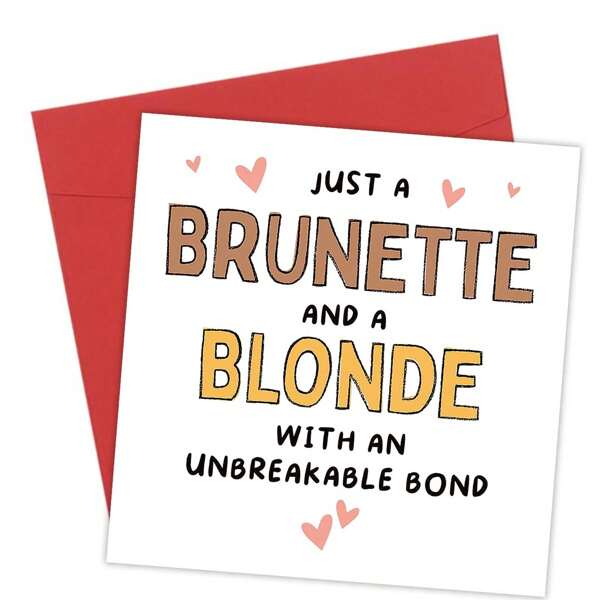 1PC Bestie Birthday Card, Funny Birthday Card For Best Friend, With Envelope, Joke Birthday Sister Card For Her, Brunette And A Blonde With An Unbreakable Binding, Personalised Birthday Card