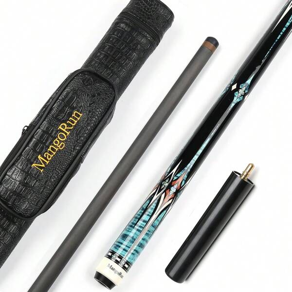 Billardqueue Kohlefaserschaft 12,5 mm/11.5mm Spitzengröße Glatter Griff mit Rohrkoffer Billardqueues aus Kohlefaser