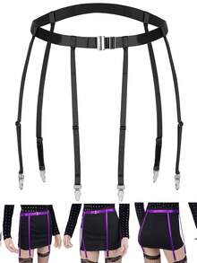 14 Colors Garter Belts Leg And Waist /6-Leg Clips Waist Garter Belts For Women Thigh Harness Garter Elastic Adjustable Stockings Clips Leg Pentagram Punk Gothic Body Harness Belts Stockings Club Party Dance Festival Rave Straps Harness Body Cage Belts - A - View 12