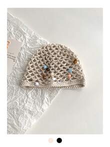 1 件手工镂空镂空草帽，复古甜美女士头巾帽，波西米亚风格流苏，适合春夏季，拍照个性化针织帽