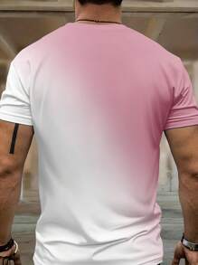 Men's Ombre Simple Graphic Print Round Neck Short Sleeve T-Shirt