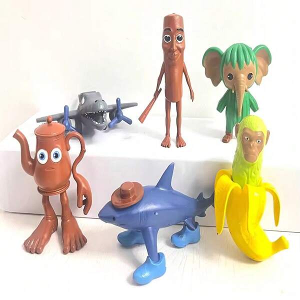 ZHUAIZHUAIHU 6 pièces/1 pièce Figurines de jouets de décoration de bureau Brainrot AI Animals Tung Tung Tung Sahur Tralalelo Tralala, cadeau parfait pour fête et vacances, jouets de carnaval
