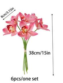 Conjunto de 6 piezas Flor simulada de Huilan de tacto manual, ramo pequeño de flores para decoración del hogar, sala de estar, mesa de comedor, adorno de flor falsa - multicolor - Ver 4